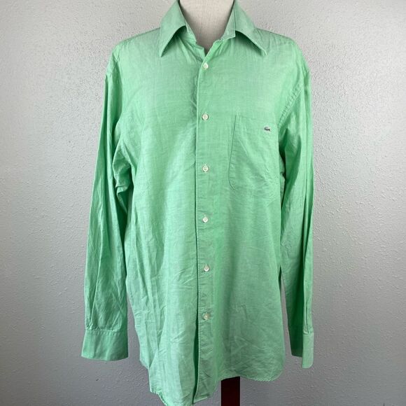 Lacoste Green Button Down Shirt Size 42 EUC - Picture 1 of 9